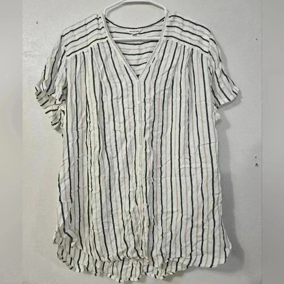 Max studio striped button blouse! - Picture 1 of 6